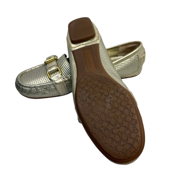 Coach Perforated Leather Buckle Driving Moc Loafer | Gold | SIZE 6.5 - Picture 5 of 5